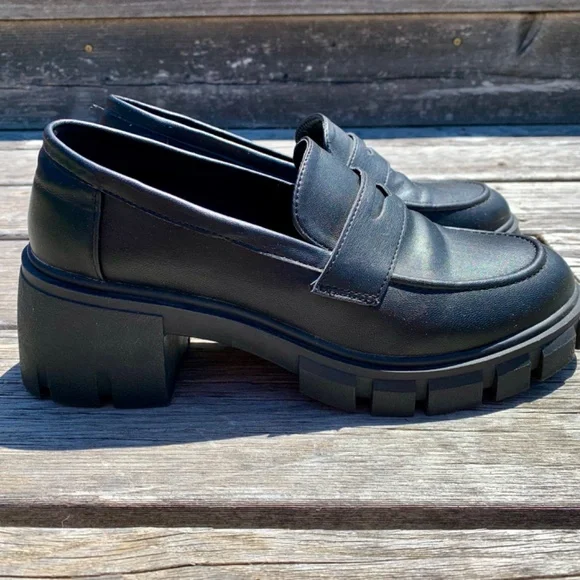Classic Black Platform Penny Loafers - Women - Picture 3 of 9